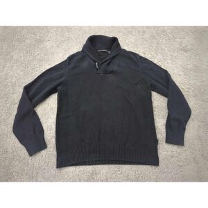 Sean John Sweater Mens XXL‎ Black Pullover Long Sleeve Shawl Collar Knit Classic